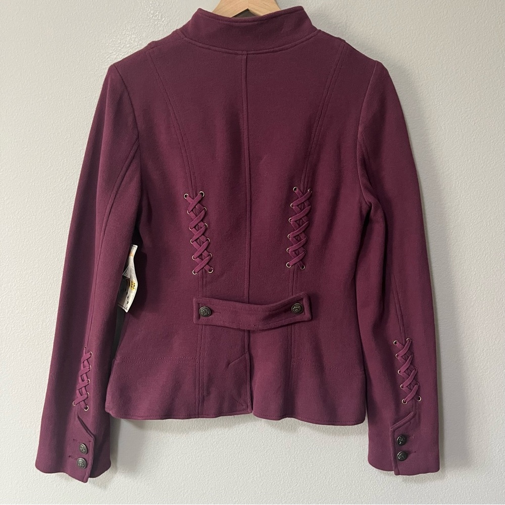 Free People NWT We the Free Majorette Jacket Chestnut Burgundy Size 12 Academia - Picture 8 of 14
